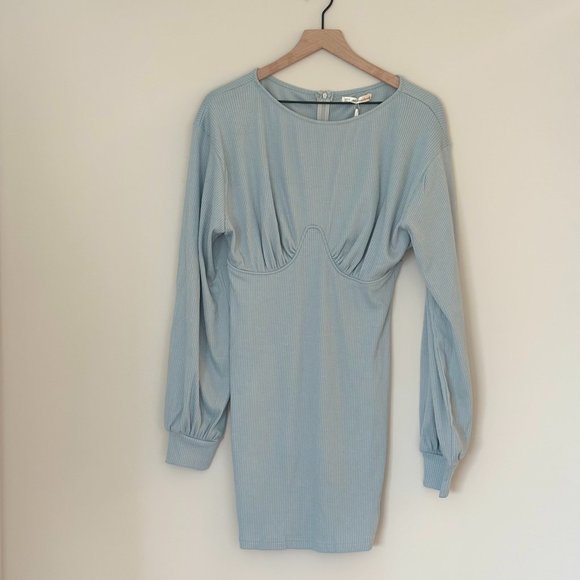 NWT - "Here Comes The Sun" Steel Blue Knit Dress - Size Large - Picture 1 of 4